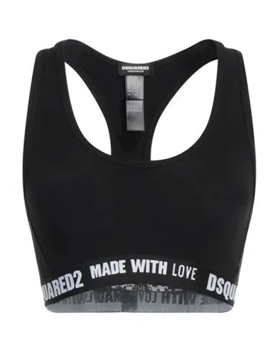 Dsquared2 Woman Top Black Size 4 Cotton, Elastane
