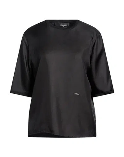 Dsquared2 Woman Top Black Size 6 Silk
