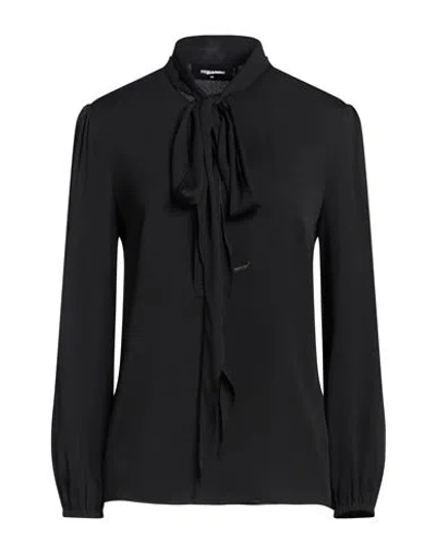 Dsquared2 Woman Top Black Size 8 Acetate, Silk