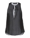 Dsquared2 Woman Top Black Size 8 Silk, Acetate, Polyamide