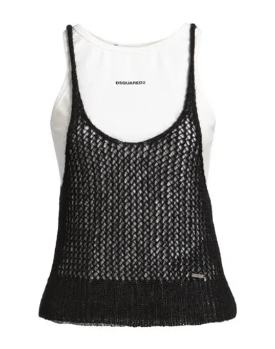 Dsquared2 Woman Top Black Size L Mohair Wool, Polyamide, Wool, Cotton, Elastane