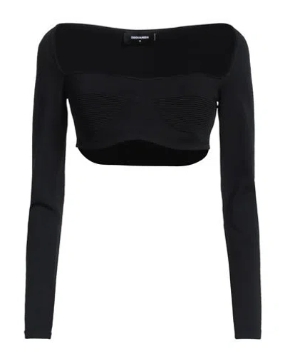 Dsquared2 Woman Top Black Size L Viscose, Polyester