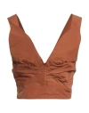 Dsquared2 Woman Top Brown Size 2 Polyester In Brown