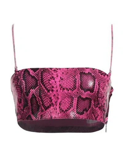 Dsquared2 Woman Top Fuchsia Size 2 Ovine Leather In Pink