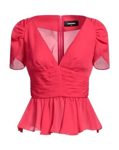 Dsquared2 Woman Top Fuchsia Size 2 Silk In Pink
