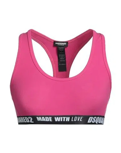 Dsquared2 Woman Top Fuchsia Size 3 Cotton, Elastane In Pink