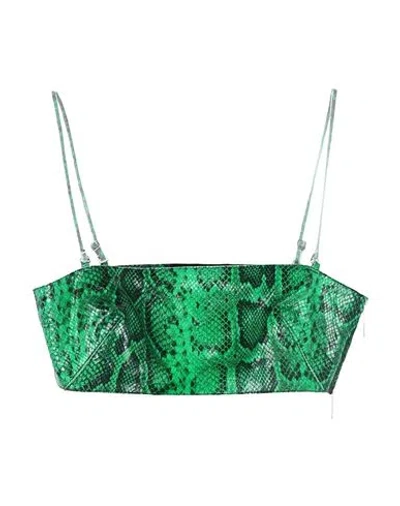 Dsquared2 Woman Top Green Size 2 Ovine Leather In Green