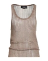 Dsquared2 Woman Top Khaki Size L Viscose, Polyester In Neutral