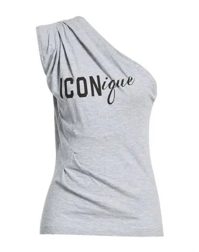 Dsquared2 Woman Top Light Grey Size L Cotton, Viscose In Gray