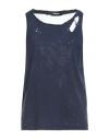Dsquared2 Woman Top Midnight Blue Size L Cotton, Viscose, Silk In Blue