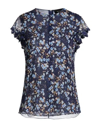 Dsquared2 Woman Top Navy Size 2 Silk In Multi