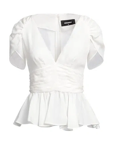 Dsquared2 Woman Top Off White Size 2 Silk