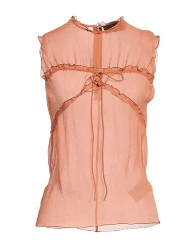 Dsquared2 Woman Top Tan Size 2 Silk In Brown