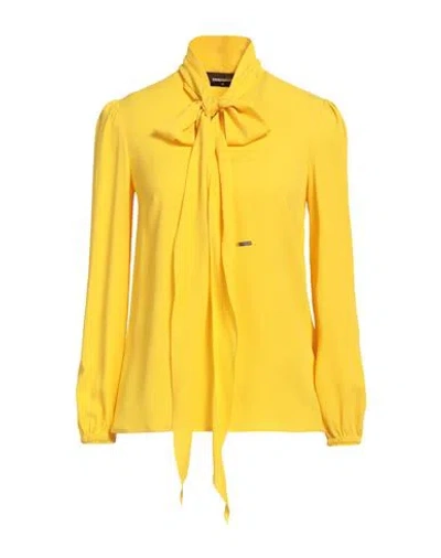 Dsquared2 Pussy Bow-collar Long-sleeve Top In Yellow