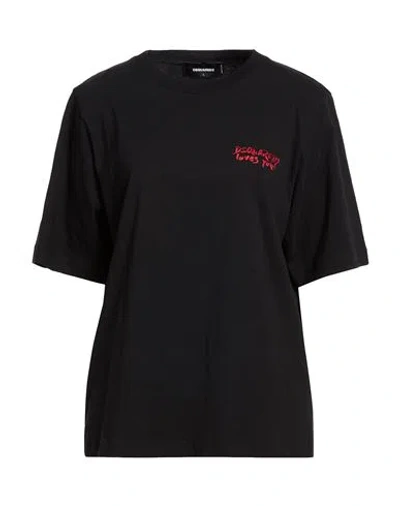 Dsquared2 Woman T-shirt Black Size L Cotton