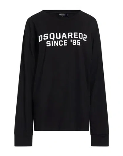 Dsquared2 Woman T-shirt Black Size S Cotton In Animal Print
