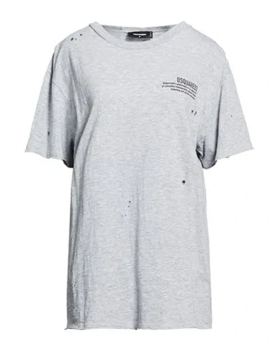 Dsquared2 Woman T-shirt Grey Size L Cotton, Elastane In Gray