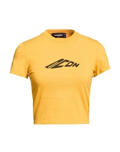 Dsquared2 Woman T-shirt Marigold Size Xs Cotton In Yellow