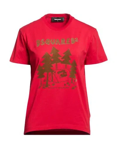 Dsquared2 Woman T-shirt Red Size L Cotton