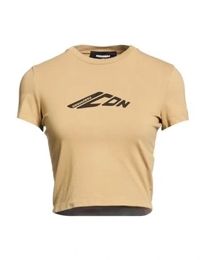 Dsquared2 Woman T-shirt Sand Size Xs Cotton In Brown