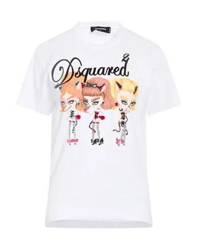 DSQUARED2 DSQUARED2 WOMAN T-SHIRT WHITE SIZE L COTTON