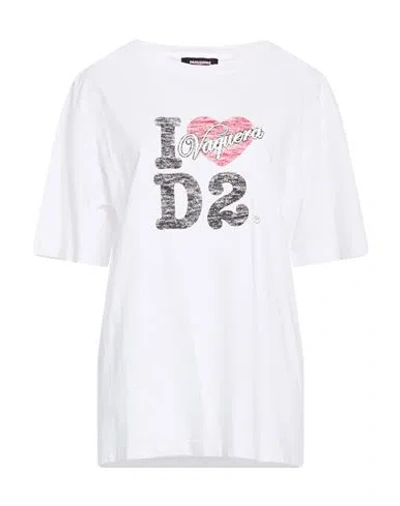 Dsquared2 Woman T-shirt White Size L Cotton
