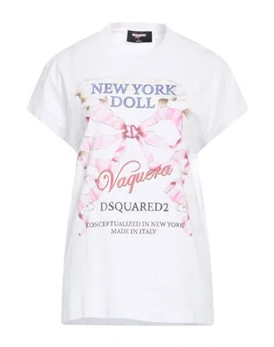 Dsquared2 Woman T-shirt White Size L Cotton