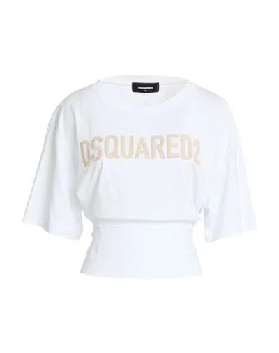 Dsquared2 Woman T-shirt White Size M Cotton