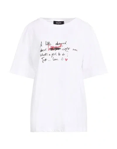 Dsquared2 Woman T-shirt White Size S Cotton