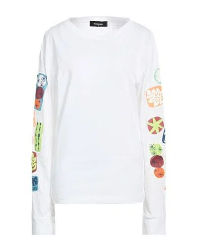 Dsquared2 Woman T-shirt White Size S Cotton In Multi