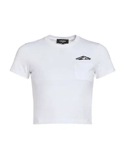 Dsquared2 Woman T-shirt White Size Xs Cotton In Black