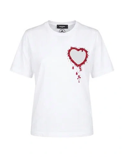Dsquared2 Woman T-shirt White Size Xs Cotton, Glass