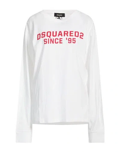 Dsquared2 Woman T-shirt White Size Xxs Cotton In Animal Print