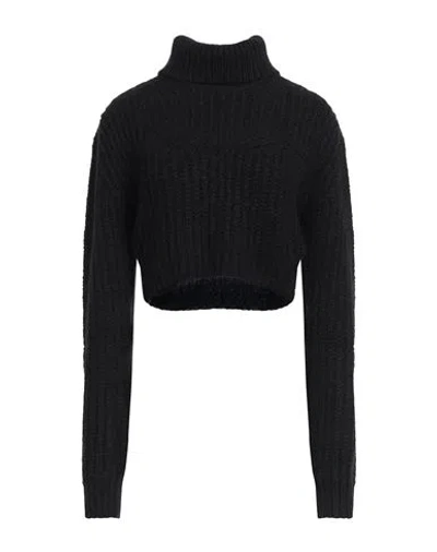Dsquared2 Woman Turtleneck Black Size L Wool, Acrylic, Polyamide, Alpaca Wool, Cow Leather