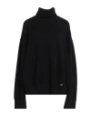 Dsquared2 Woman Turtleneck Black Size M Wool, Cashmere, Cow Leather