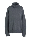 Dsquared2 Woman Turtleneck Grey Size Xxs Wool, Cashmere, Cow Leather