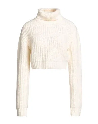 Dsquared2 Woman Turtleneck Ivory Size Xs Wool, Acrylic, Polyamide, Alpaca Wool, Cow Leather In White