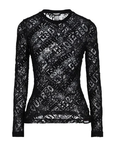 Dsquared2 Woman Undershirt Black Size 4 Cotton, Polyamide, Elastane