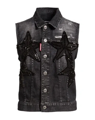 Dsquared2 Woman Vest Black Size 2 Cotton, Elastane