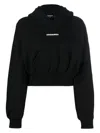 Dsquared2 Attached Cap Cropped Hoodie In Black