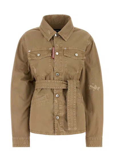 DSQUARED2 WOMEN'S BEIGE COTTON JACKET