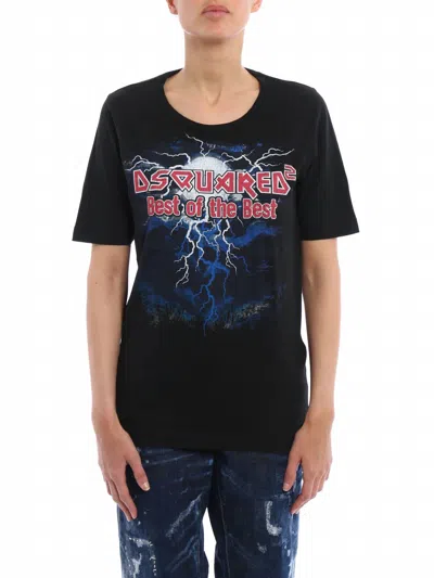 Dsquared2 Women's Best Of The Best Lightning Cotton T-shirt In Black