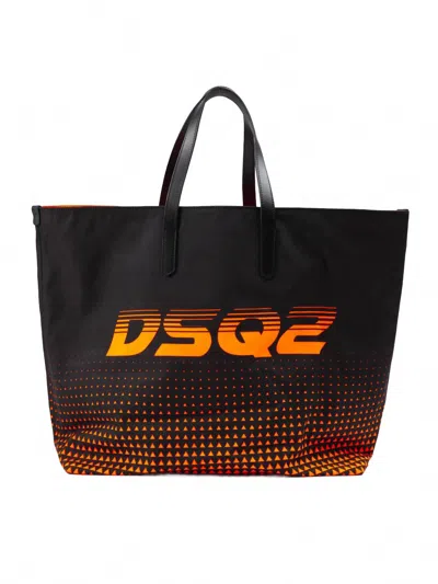 Dsquared2 Women's Bicolour Logo Shopping Bag In Black-orange In Multi