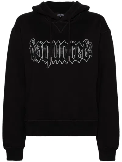 Dsquared2 Logo-print Cotton Hoodie In Negro