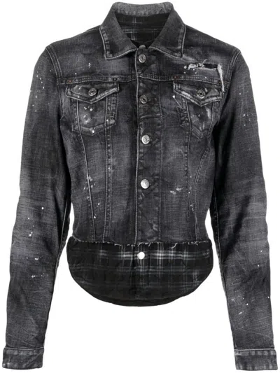 DSQUARED2 WOMEN BLACK DENIM JACKET, S LUXURY JACKETS FOR WOMEN DARVEYS