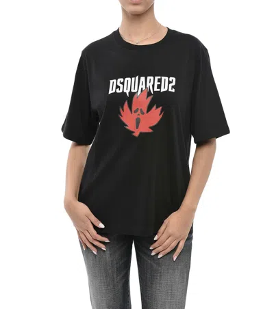 Dsquared2 Women Black Graphic Crew Neck T-shirt