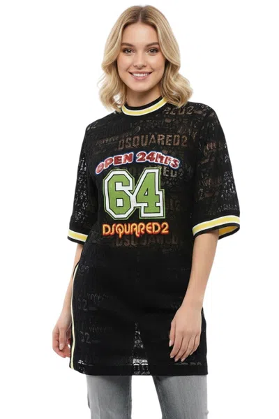 Dsquared2 Women Black Graphic Crew Neck T-shirt