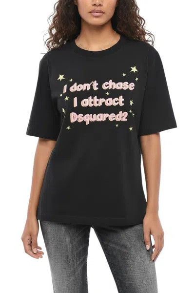 Dsquared2 Women Black Graphic Crew Neck T-shirt