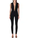 Dsquared2 Black Solid V Neck Jumpsuit In Black