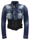 Dsquared2 Blue Distressed Shirt Collar Jacket In Multi